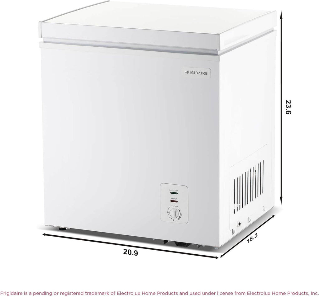 Frigidaire Chest Deep Freezer, 2.0 Cu. Ft. Capacity, Adjustable Thermostat-Removable Vinyl Coated Wire Basket-Easy Defrost Drain- Garage Ready- Pearl White