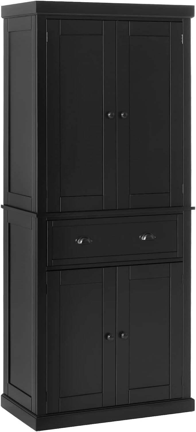 72" Traditional Freestanding Kitchen Pantry Cupboard with 2 Cabinets