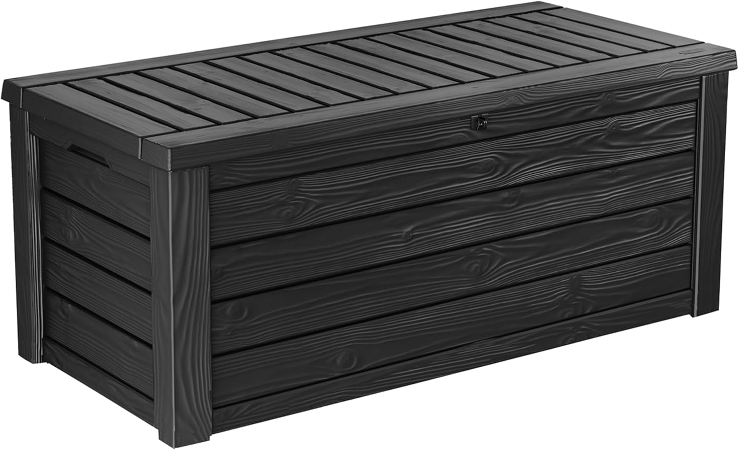 Keter Outdoor Storage Deck Box, 150 Gallon Resin Patio Bin & Bench, Wood Grain, Brown