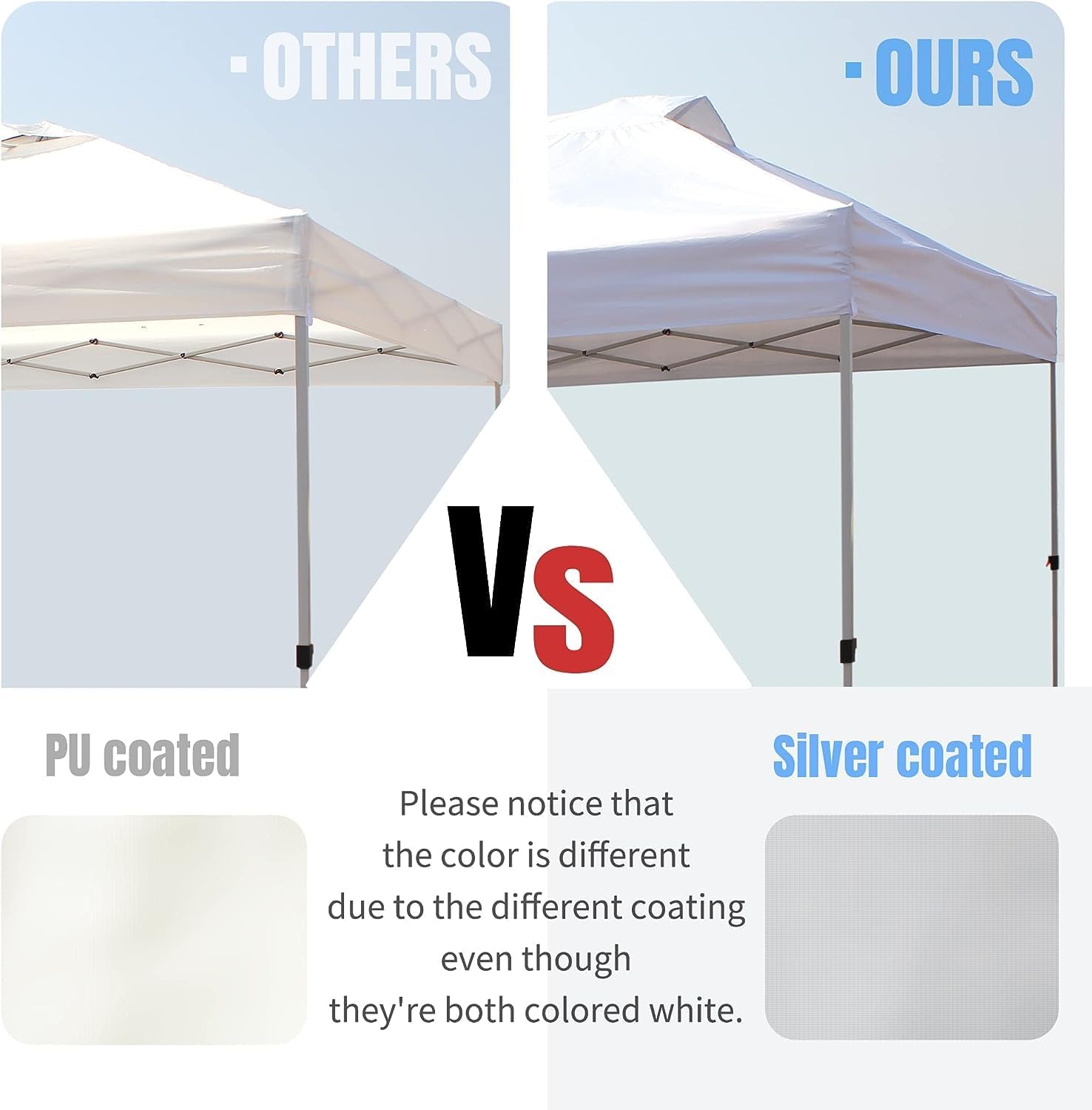 CROWN SHADES 10x10 Pop Up Canopy - Beach Tent with One Push Setup - Easy Outdoor Sun Shade for Events, Parties, Camping - Gazebo with STO-N-Go Cover Bag, Silver Coated Top, Grid White