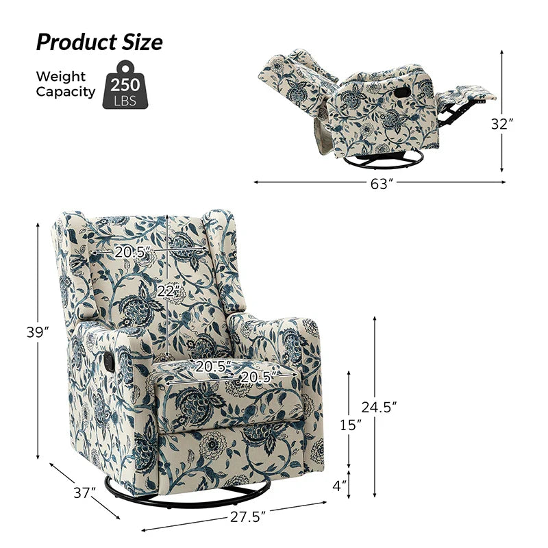 Damian Manual Swivel Glider Recliner