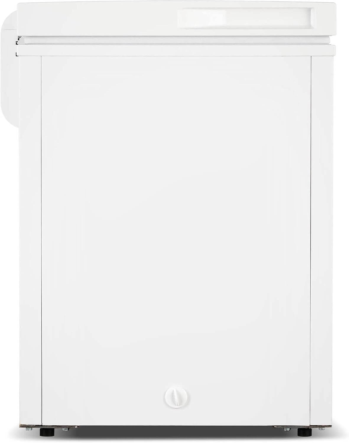 Frigidaire Chest Deep Freezer, 2.0 Cu. Ft. Capacity, Adjustable Thermostat-Removable Vinyl Coated Wire Basket-Easy Defrost Drain- Garage Ready- Pearl White