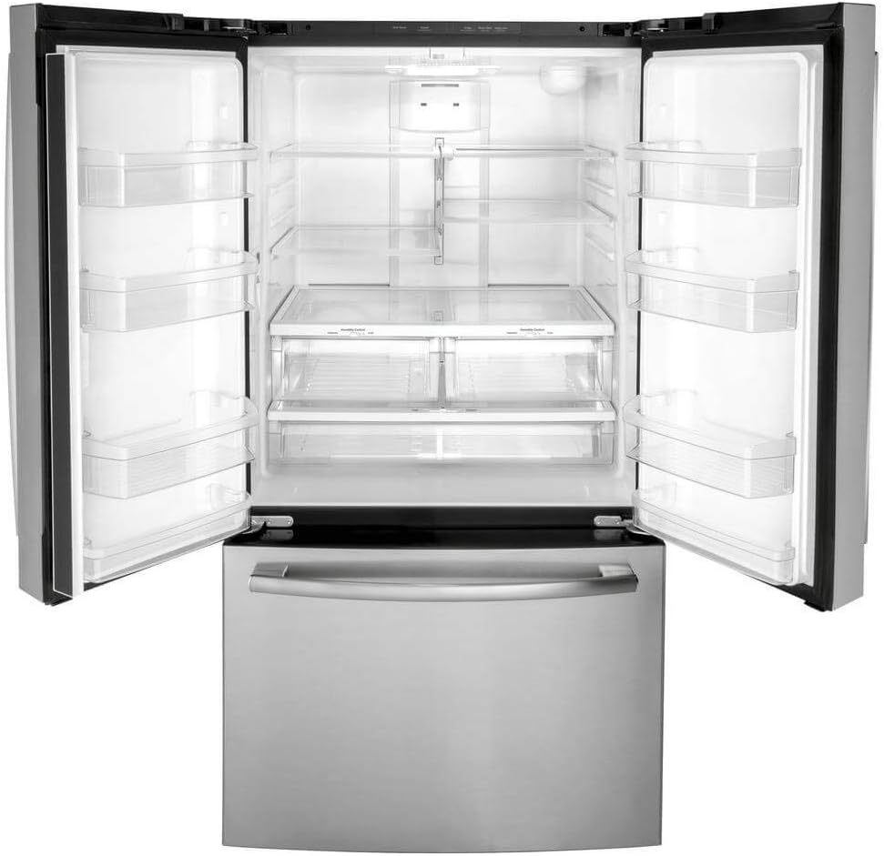 GE GNE27JYMFS 36" French Door Refrigerator with 27 cu. ft. Total Capacity Energy Star LED Lighting Internal Water Dispenser Spill-Proof Shelves in Fingerprint Resistant Stainless Steel