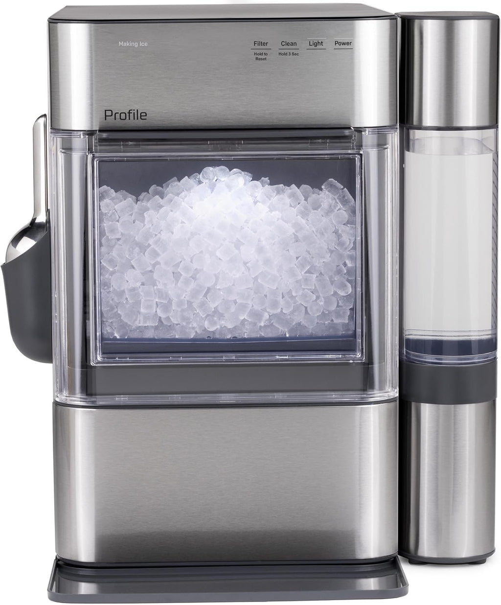 GE Profile Opal 2.0 Ultra Nugget Ice Maker with Side Tank and Scale Inhibiting Filter, Scoop Included, 38 lbs in 24 Hours, Pellet Ice Machine with WiFi & Smart Connected, Stone White