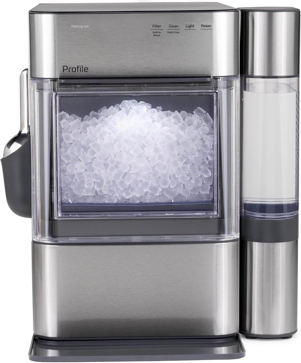 GE Profile Opal 2.0 Ultra Nugget Ice Maker with Side Tank and Scale Inhibiting Filter, Scoop Included, 38 lbs in 24 Hours, Pellet Ice Machine with WiFi & Smart Connected, Stone White