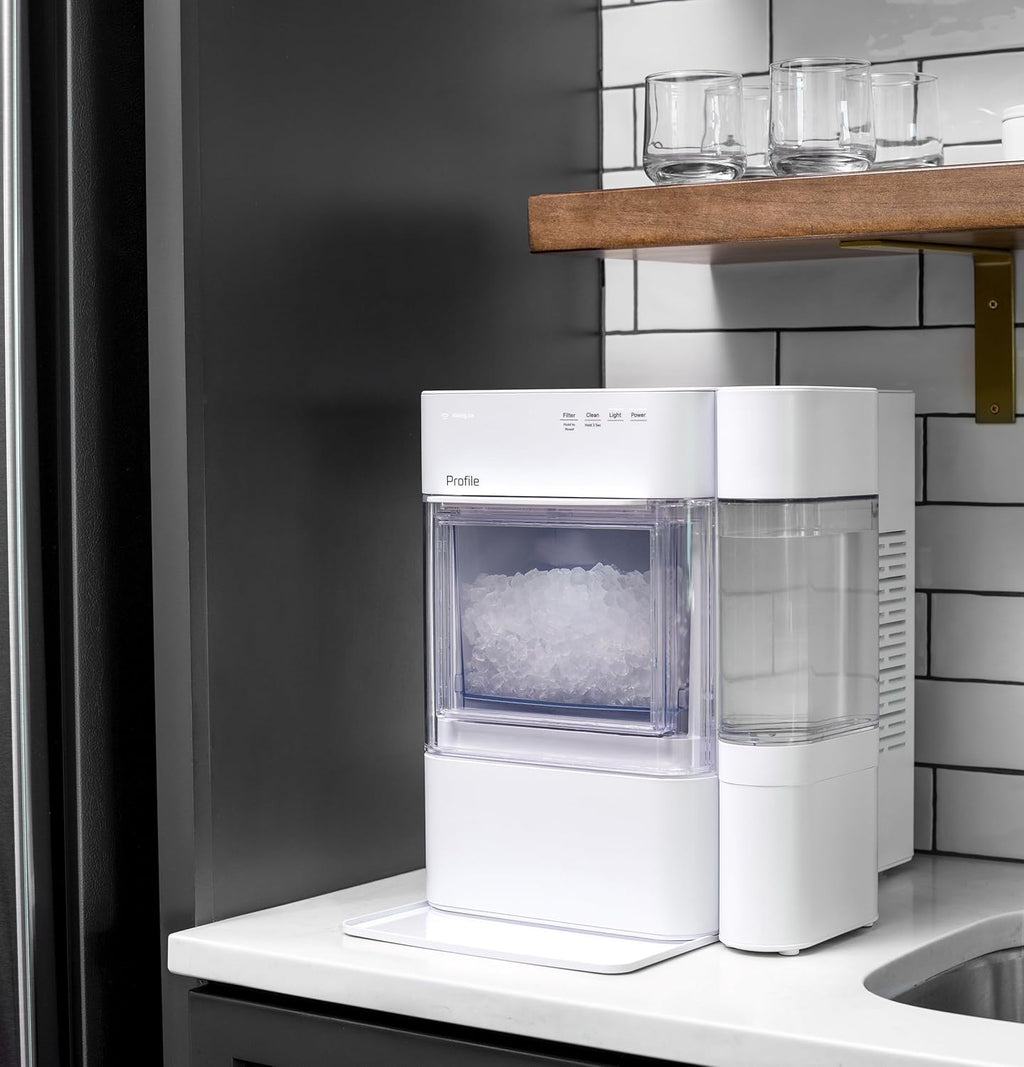 GE Profile Opal 2.0 Ultra Nugget Ice Maker with Side Tank and Scale Inhibiting Filter, Scoop Included, 38 lbs in 24 Hours, Pellet Ice Machine with WiFi & Smart Connected, Stone White