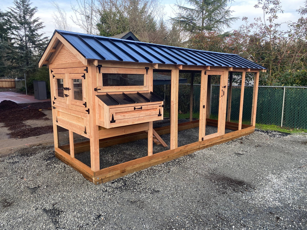 Walk-In Cedar Chicken Coop 6’ Wide – Handcrafted Douglas Fir Frame | Built On Site