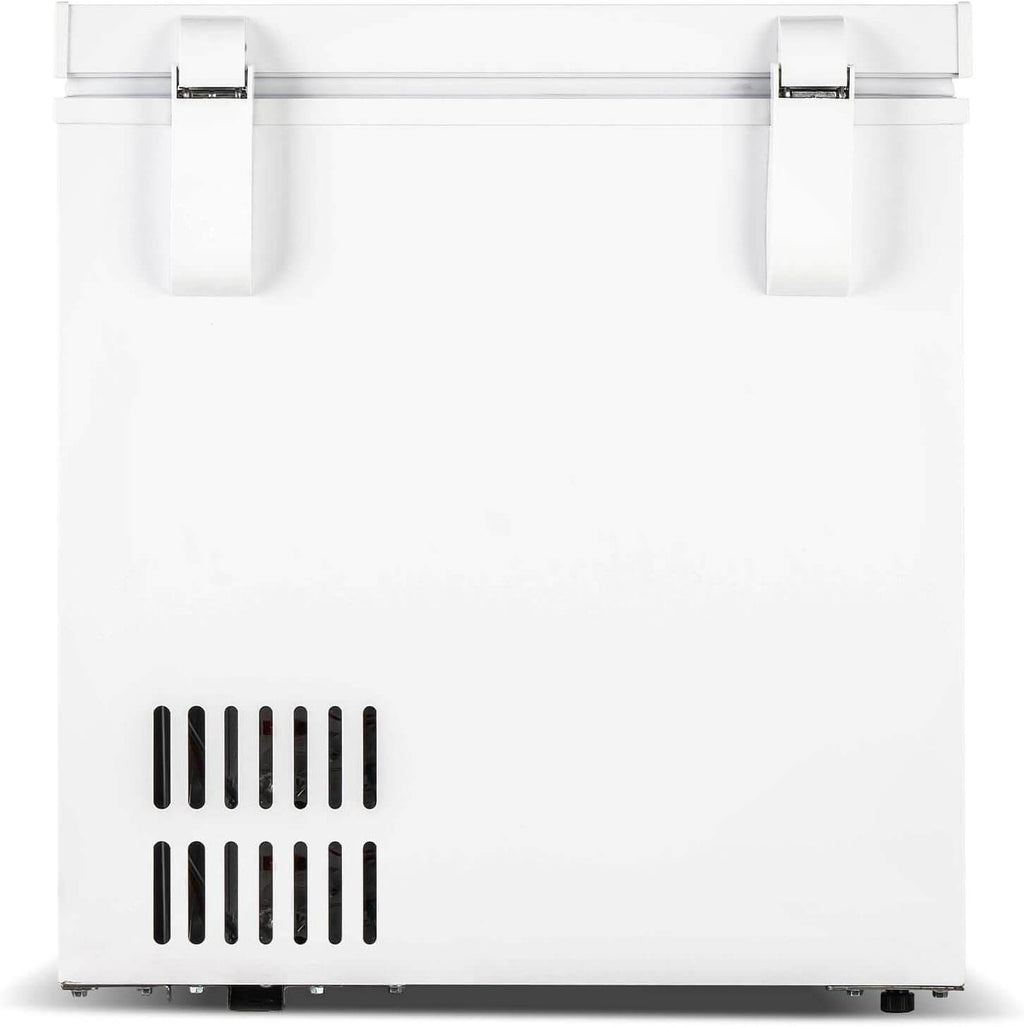 Frigidaire Chest Deep Freezer, 2.0 Cu. Ft. Capacity, Adjustable Thermostat-Removable Vinyl Coated Wire Basket-Easy Defrost Drain- Garage Ready- Pearl White