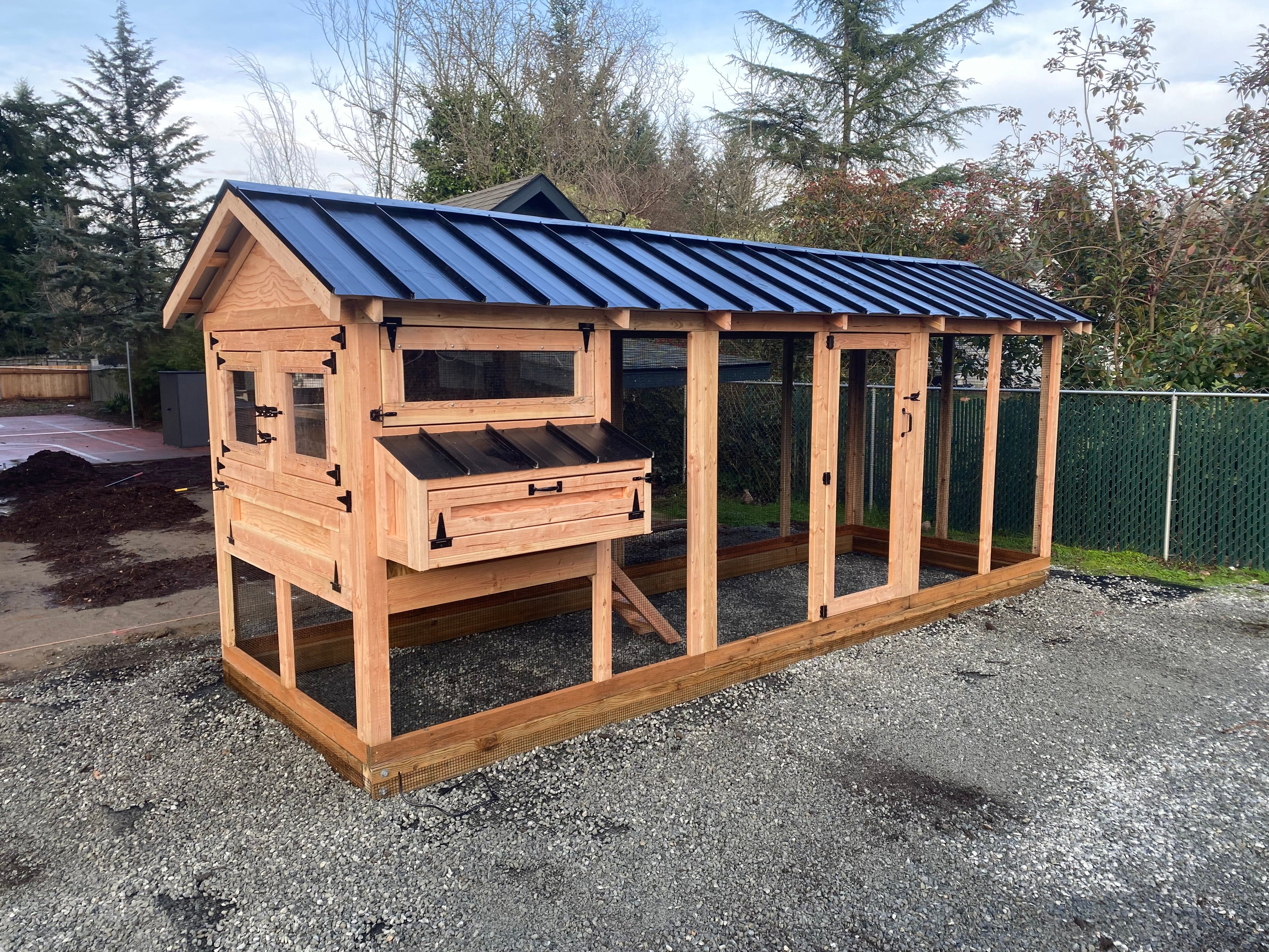Walk-In Cedar Chicken Coop 6’ Wide – Handcrafted Douglas Fir Frame | Built On Site
