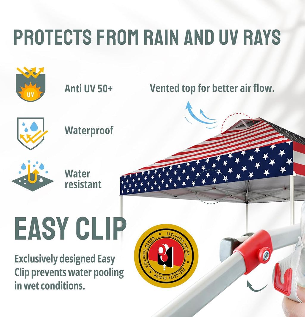 CROWN SHADES 10x10 Pop Up Canopy - Beach Tent with One Push Setup - Easy Outdoor Sun Shade for Events, Parties, Camping - Gazebo with STO-N-Go Cover Bag, Silver Coated Top, Grid White