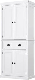 72" Traditional Freestanding Kitchen Pantry Cupboard with 2 Cabinets