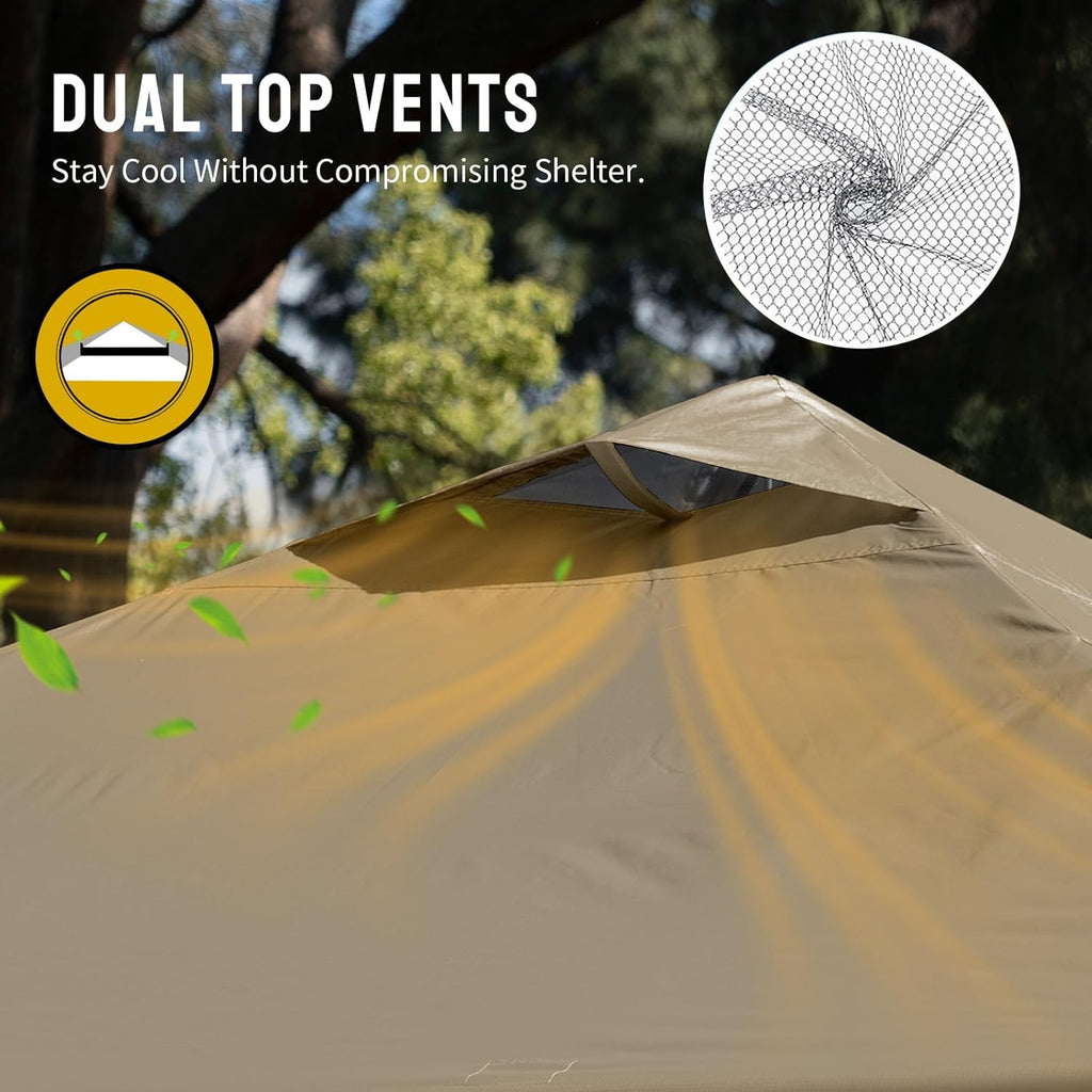 CROWN SHADES 10x10 Pop Up Canopy - Beach Tent with One Push Setup - Easy Outdoor Sun Shade for Events, Parties, Camping - Gazebo with STO-N-Go Cover Bag, Silver Coated Top, Grid White