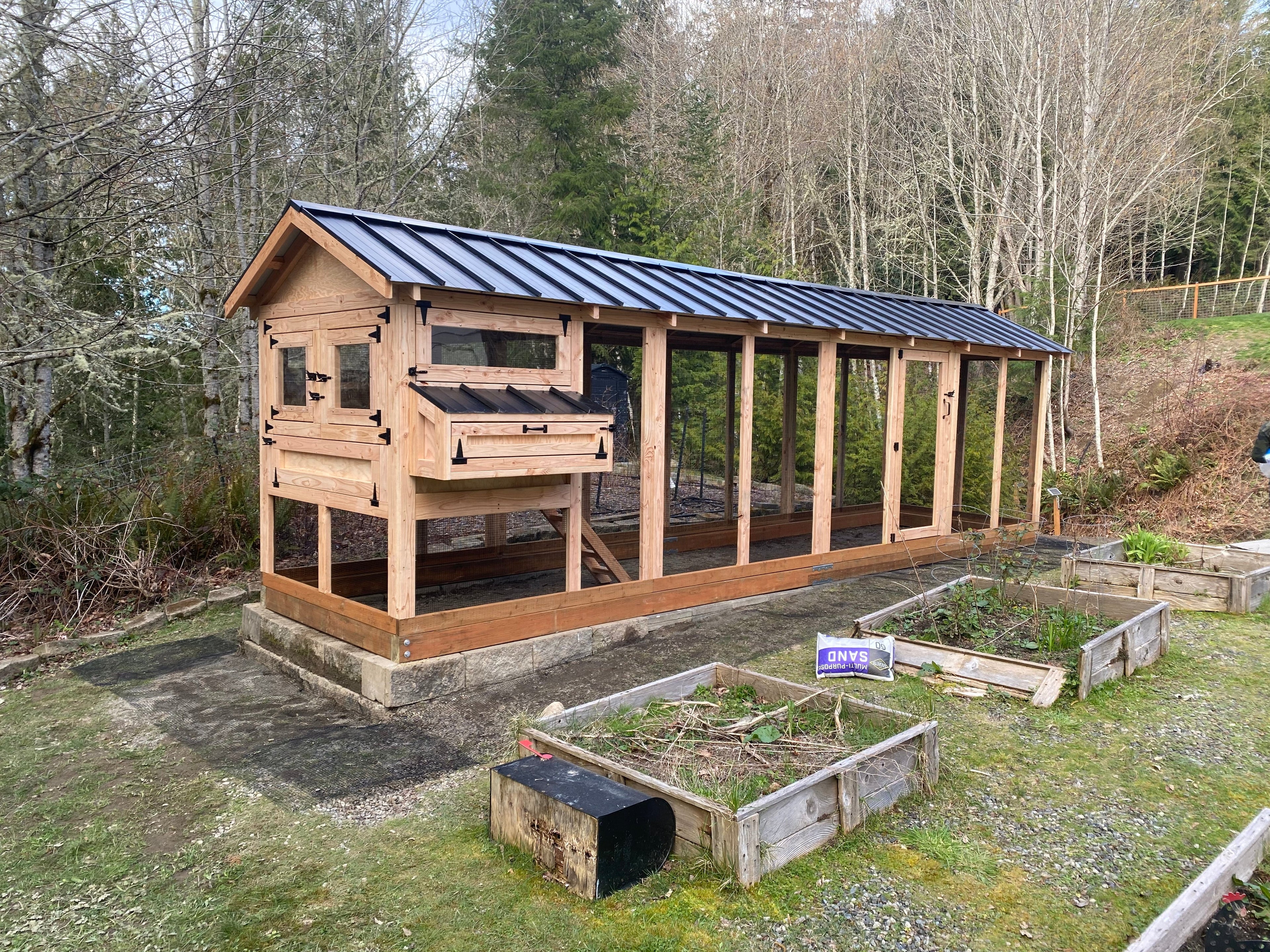 Walk-In Cedar Chicken Coop 6’ Wide – Handcrafted Douglas Fir Frame | Built On Site